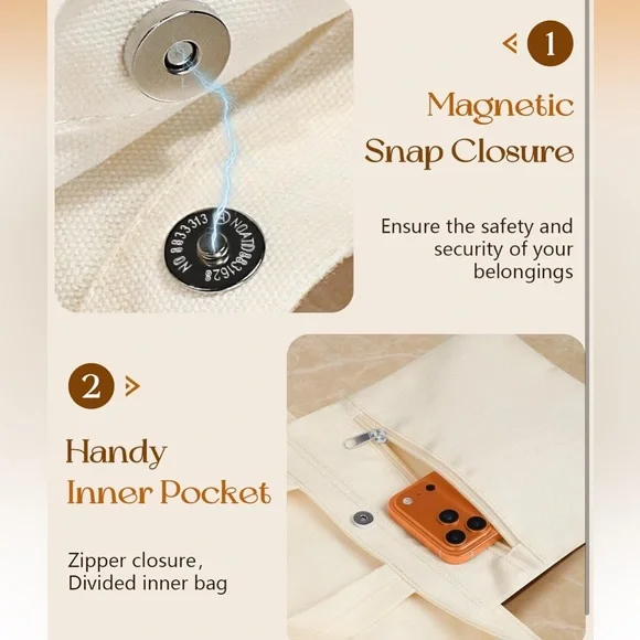 Strawberry Print Large Tote Bag - Picture 5 of 6